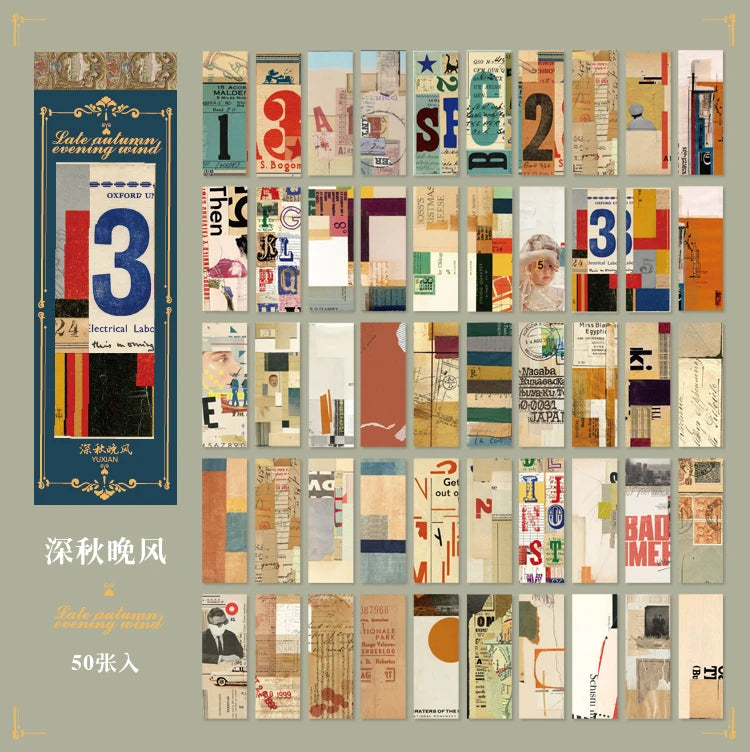 50 Sheets Vintage Washi Stickers for Scrapbooking and DIY Crafts