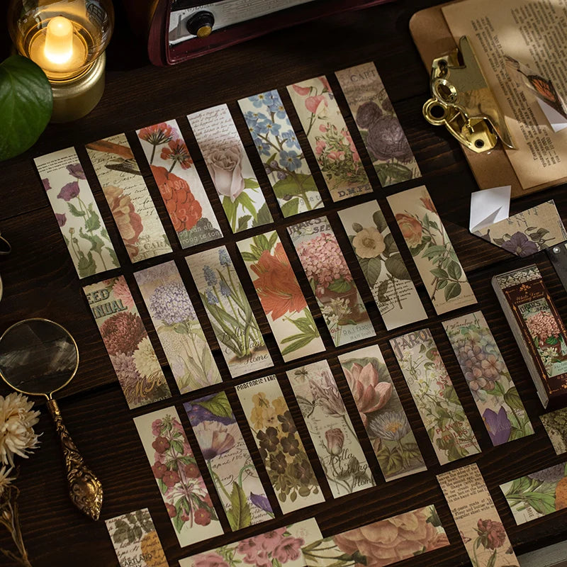 50 Sheets Vintage Washi Stickers for Scrapbooking and DIY Crafts