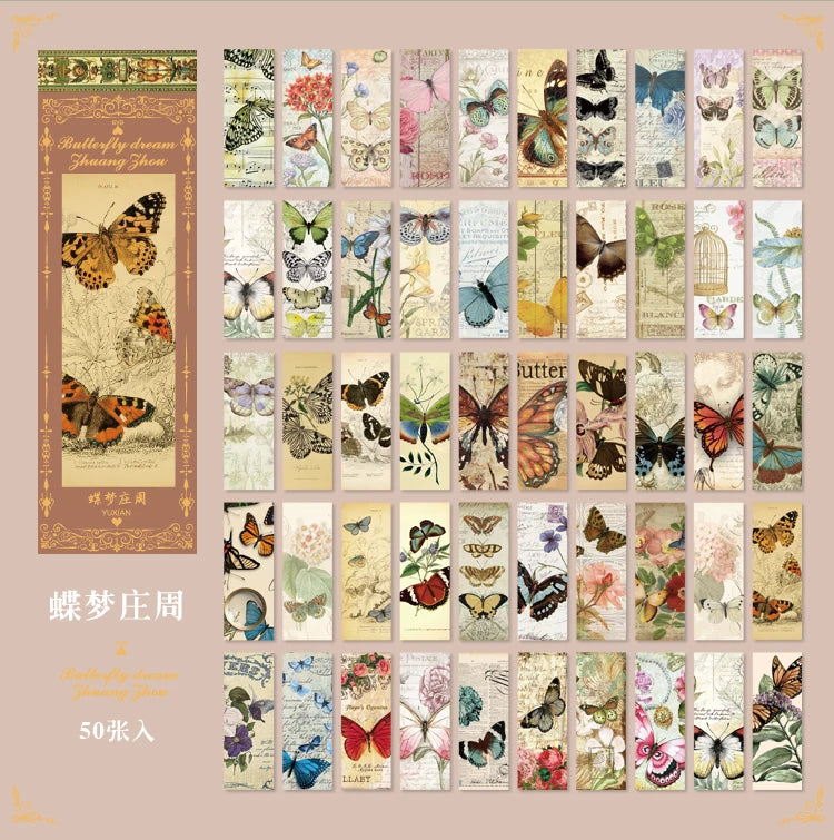 50 Sheets Vintage Washi Stickers for Scrapbooking and DIY Crafts