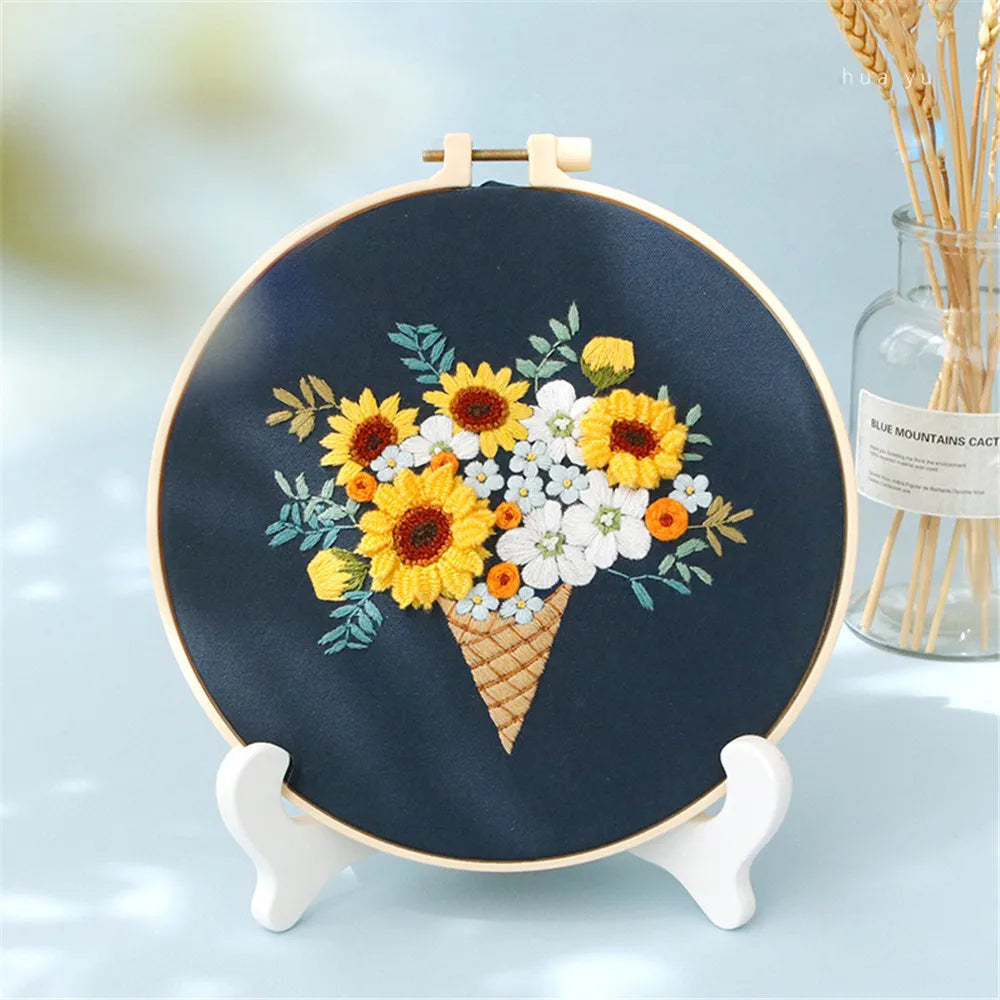 DIY Flower Embroidery Kit for Beginners – Complete Craft Set