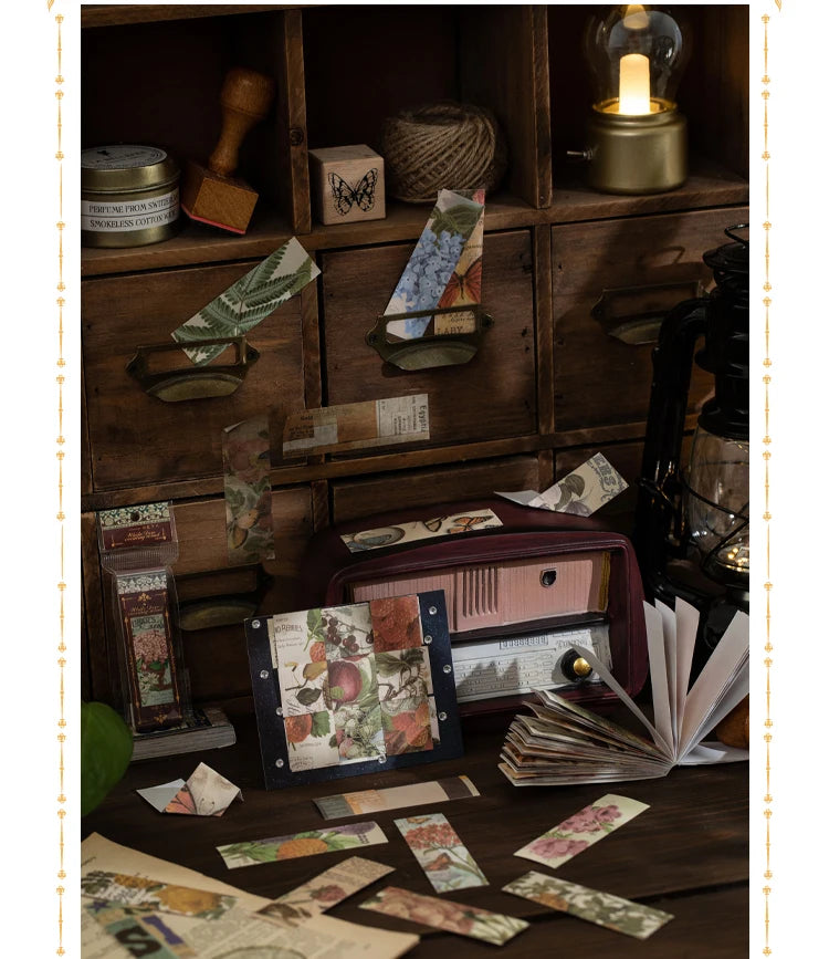 50 Sheets Vintage Washi Stickers for Scrapbooking and DIY Crafts