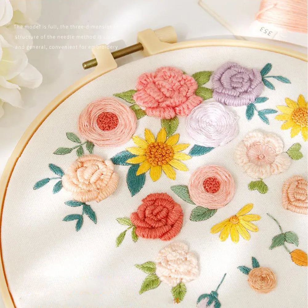 DIY Flower Embroidery Kit for Beginners – Complete Craft Set