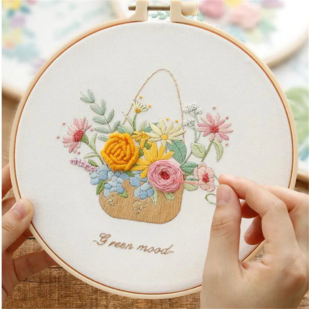 DIY Flower Embroidery Kit for Beginners – Complete Craft Set