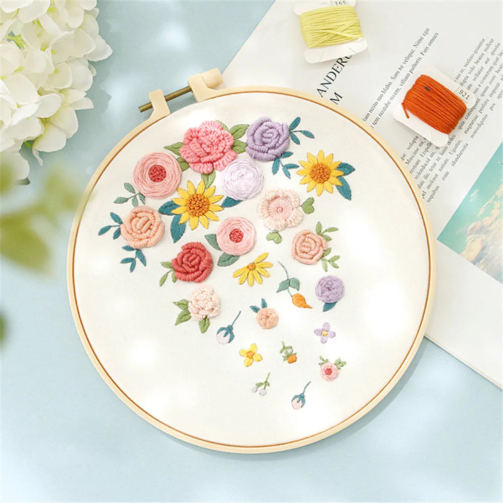 DIY Flower Embroidery Kit for Beginners – Complete Craft Set