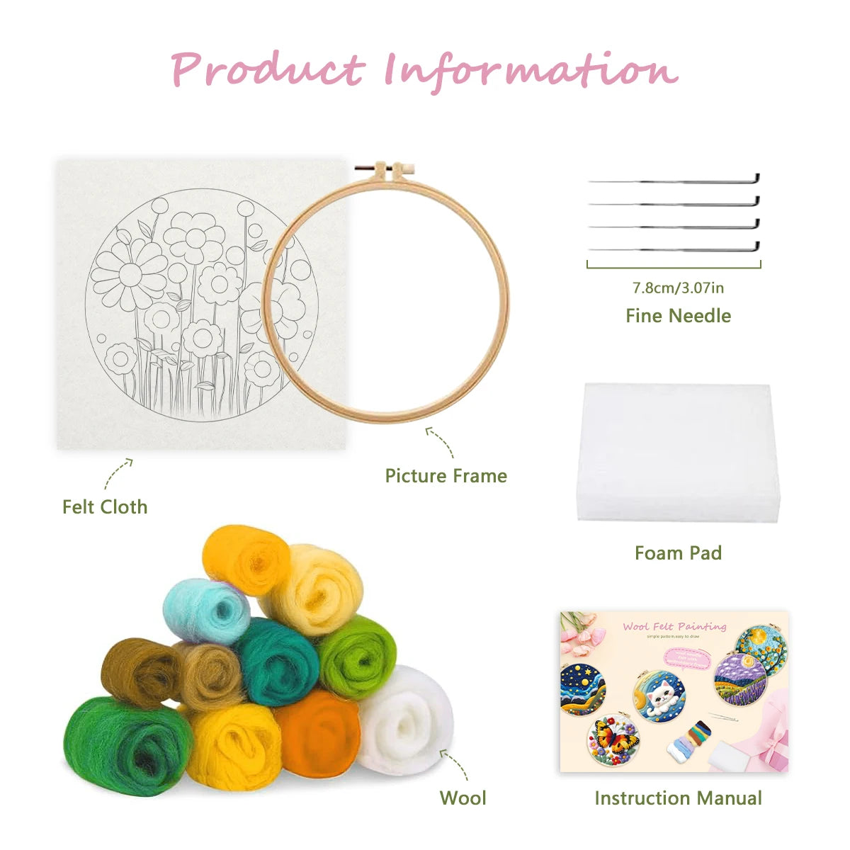 Wool Felting Painting Kit – Creative DIY Craft for Beginners