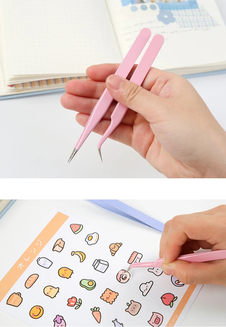 8-Style Candy Color Tweezers – Precision Stainless Steel Tool Set