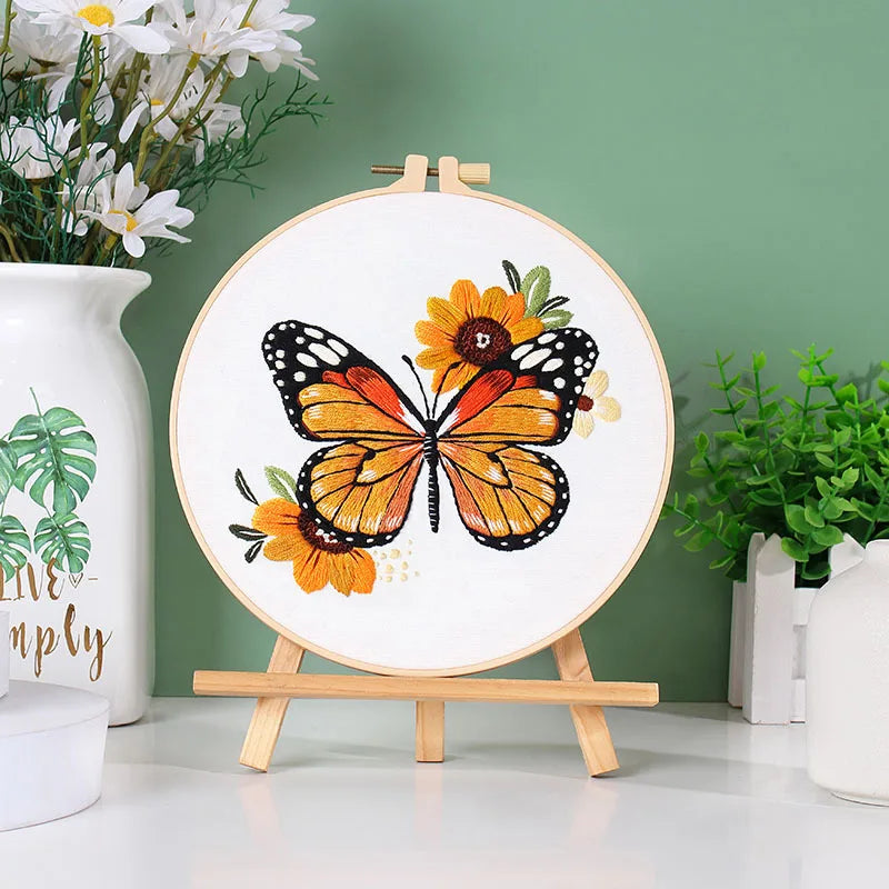 Butterfly & Flower Embroidery Kit – Beginner-Friendly DIY Needlework Set