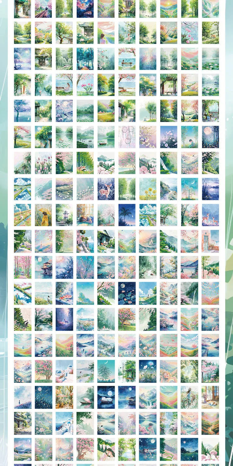 200-Sheet Scrapbook Paper Set with Scenic Landscape Designs for Crafting