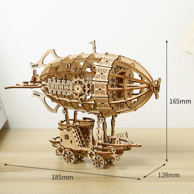 Creative 3D Airship Wooden Puzzle Kit – DIY Model for All Ages
