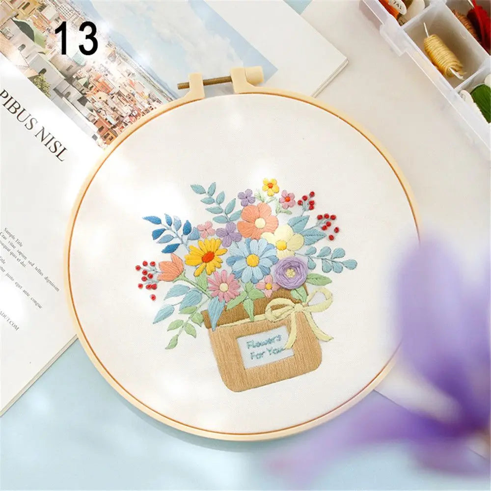 DIY Flower Embroidery Kit for Beginners – Complete Craft Set