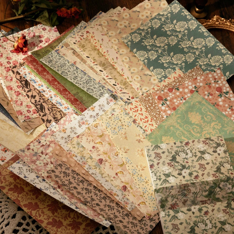 100-Piece Vintage Background Paper Set for Scrapbooking and Journaling