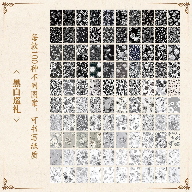100-Sheet Senyu Garden Series Decorative Paper for Scrapbooking Crafts
