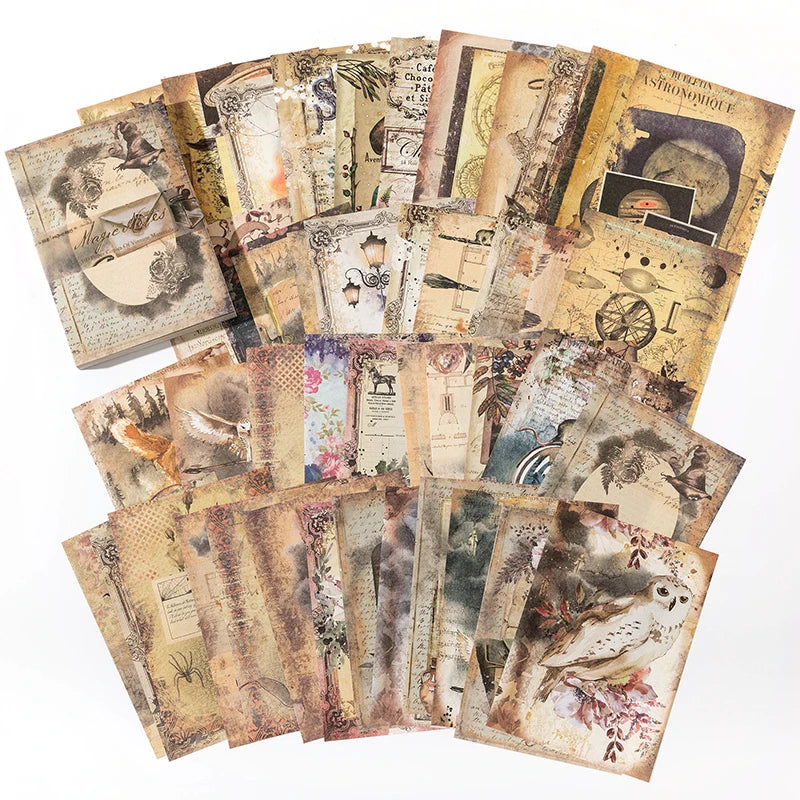 100-Piece Vintage Background Paper Set for Scrapbooking and Journaling