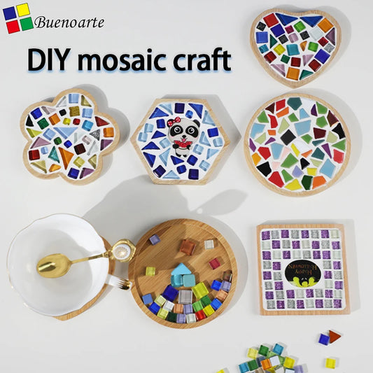 DIY Mosaic Coaster Kit – 5 Ceramic Glass Coaster Bases