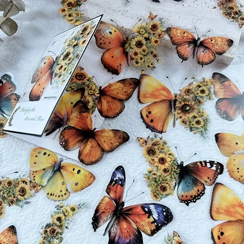 30-Piece Butterfly & Flower Decorative Stickers for Crafts & Journals