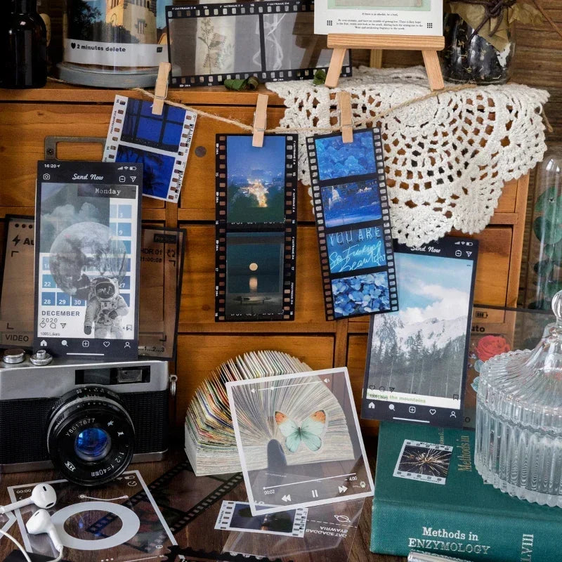 15 Sheets Vintage Photo Film Frame PET Stickers for Crafting
