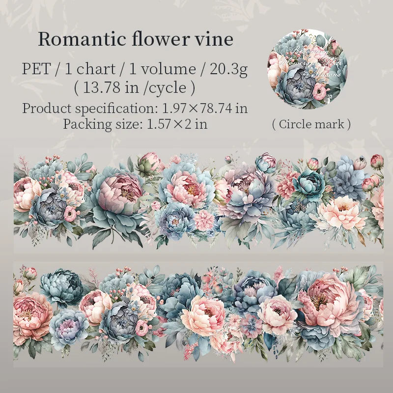 50mm x 2m Floral Decorative Tape for Scrapbooking and Crafts