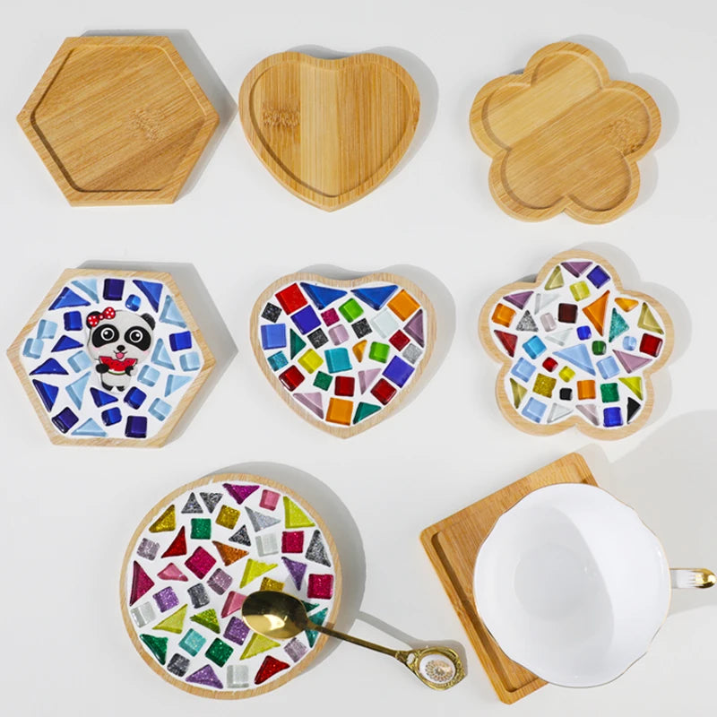 DIY Mosaic Coaster Kit – 5 Ceramic Glass Coaster Bases