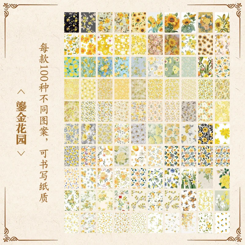 100-Sheet Senyu Garden Series Decorative Paper for Scrapbooking Crafts