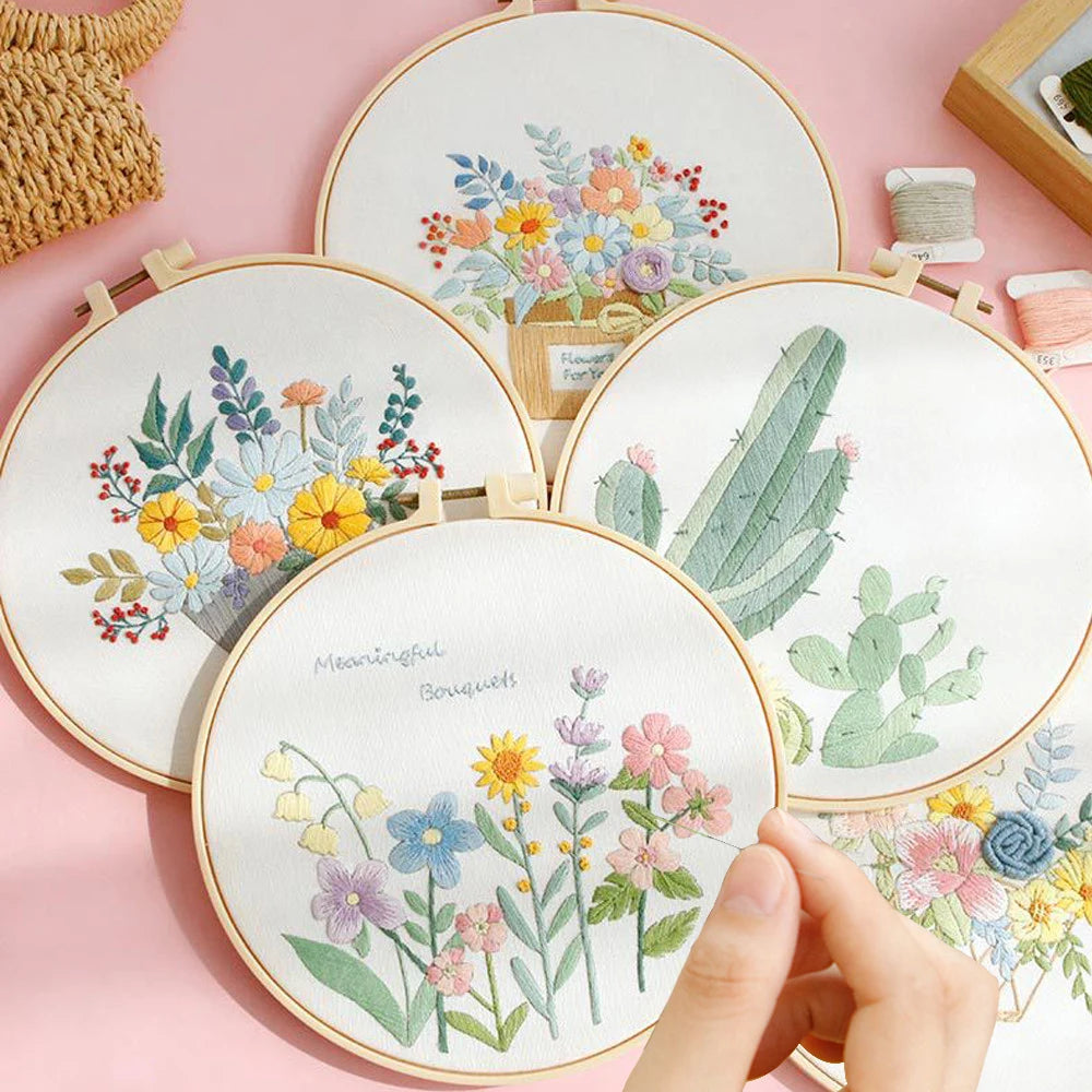 DIY Flower Embroidery Kit for Beginners – Complete Craft Set