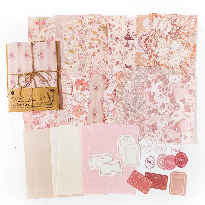 6-Style Vintage Plant Paper Set for Journaling & Scrapbooking Crafts