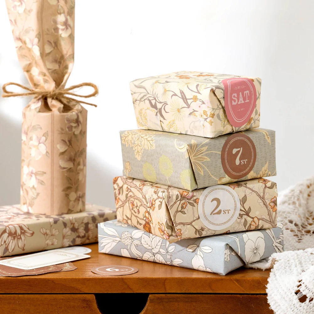 6-Style Vintage Plant Paper Set for Journaling & Scrapbooking Crafts
