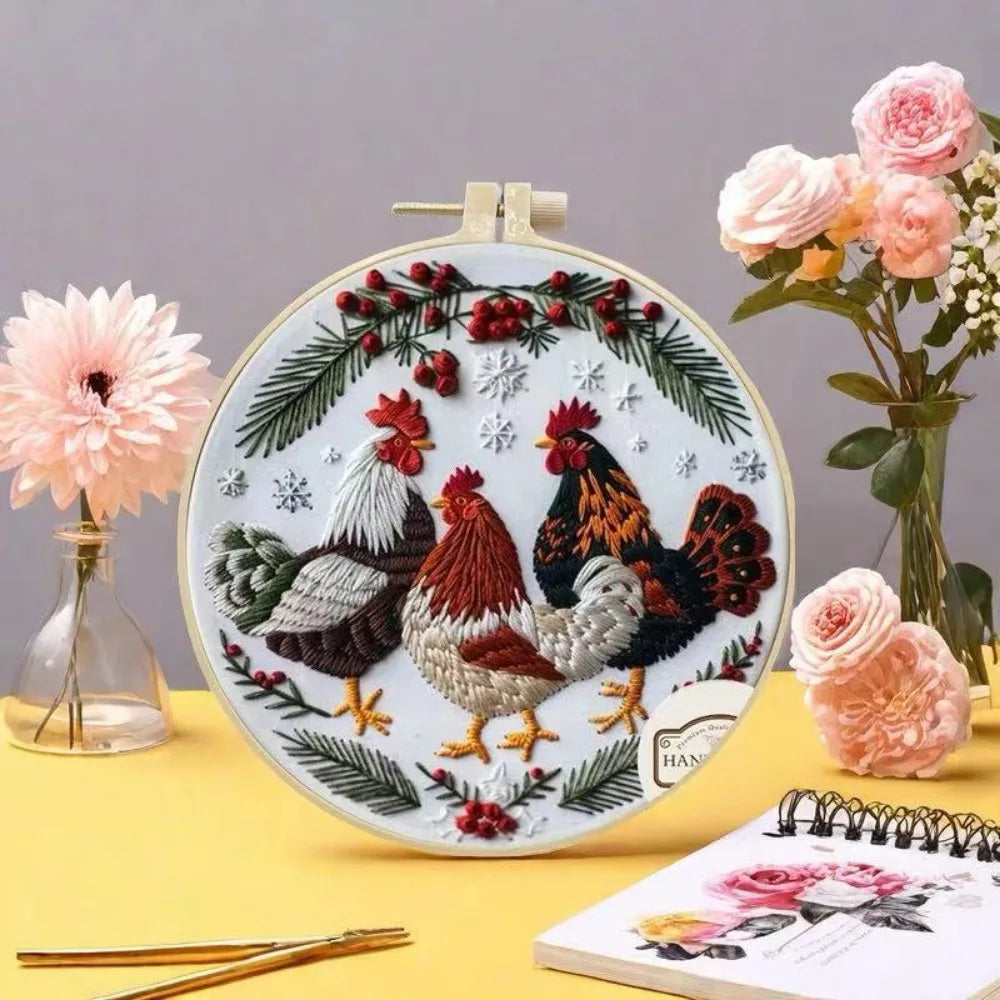 Rooster Embroidery Kit – DIY Craft for Beginners and Experts