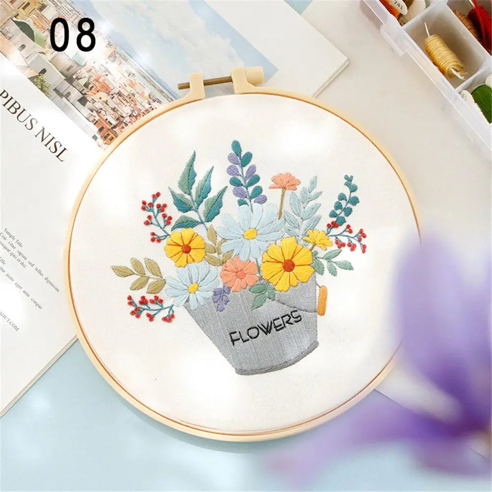 DIY Flower Embroidery Kit for Beginners – Complete Craft Set