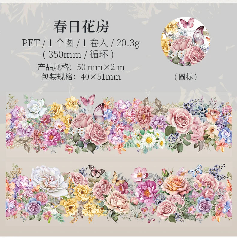 50mm x 2m Floral Decorative Tape for Scrapbooking and Crafts