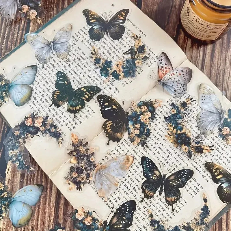 30-Piece Butterfly & Flower Decorative Stickers for Crafts & Journals