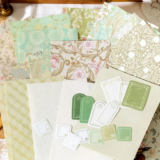 6-Style Vintage Plant Paper Set for Journaling & Scrapbooking Crafts