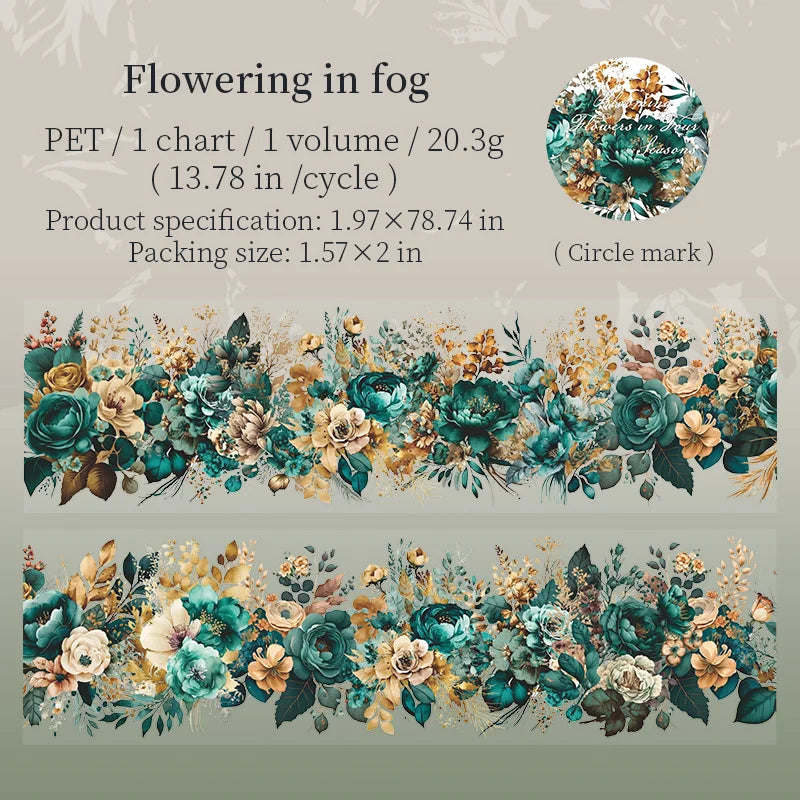 50mm x 2m Floral Decorative Tape for Scrapbooking and Crafts