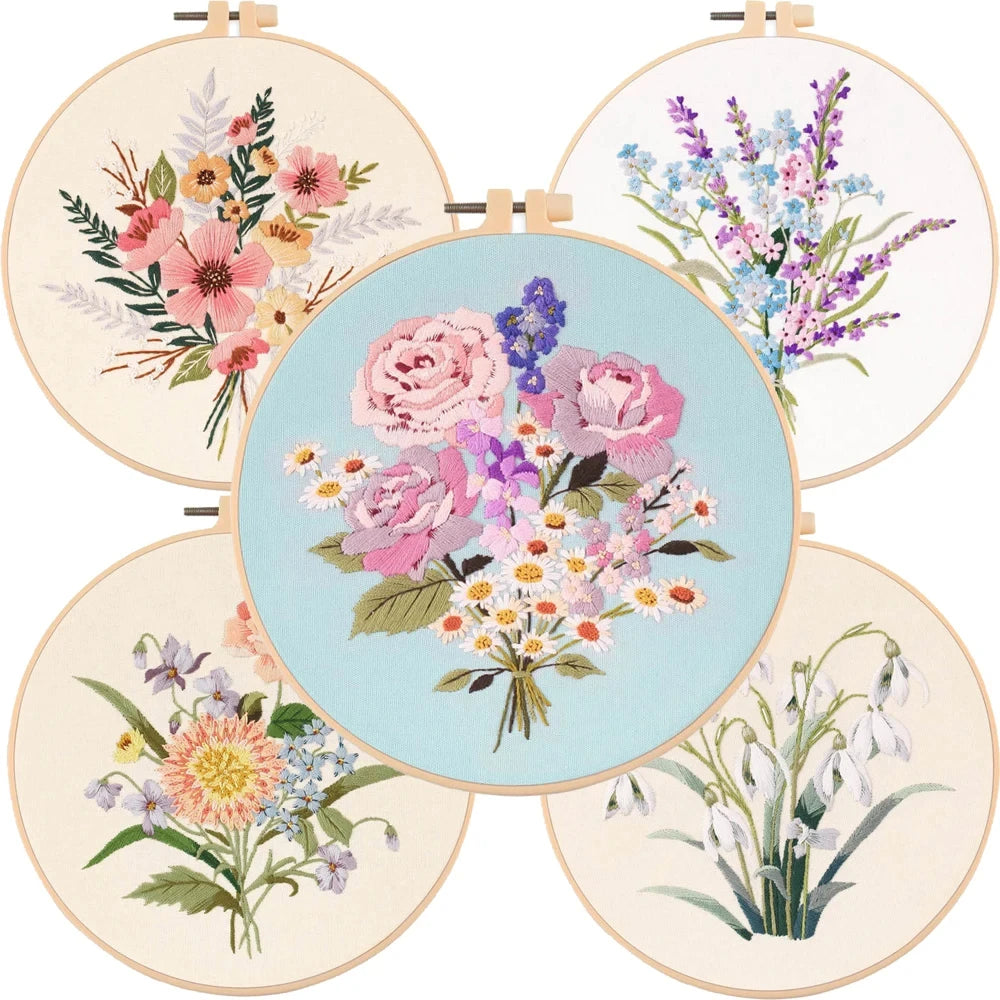 DIY Flower Embroidery Kit for Beginners – Complete Craft Set