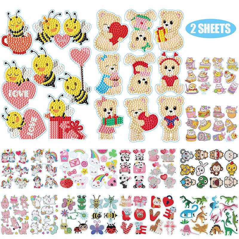 2 Sheets Self-Adhesive Rhinestone Stickers for DIY Crafts and Projects