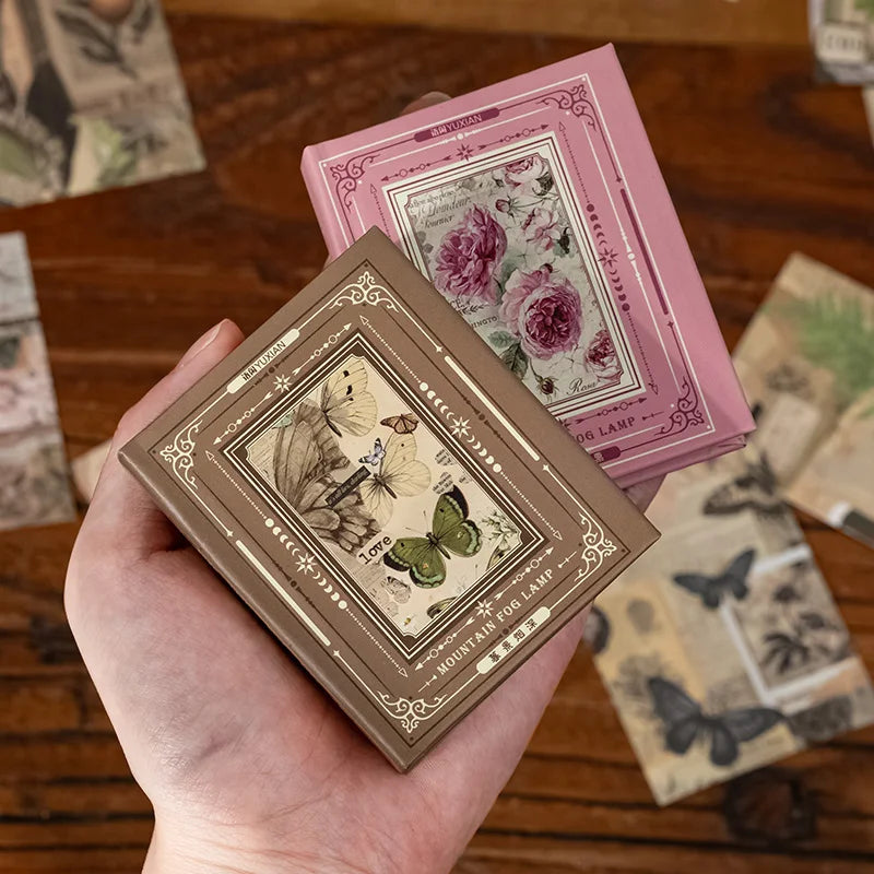 60-Piece Vintage Green Plants & Floral Craft Paper Set