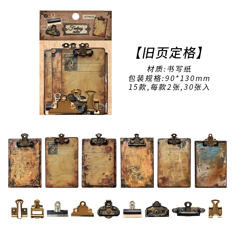 30-Piece Vintage Mechanical Clock Stickers for DIY Projects & Scrapbooking