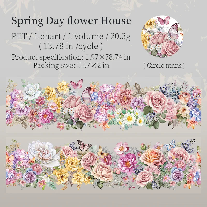 50mm x 2m Floral Decorative Tape for Scrapbooking and Crafts