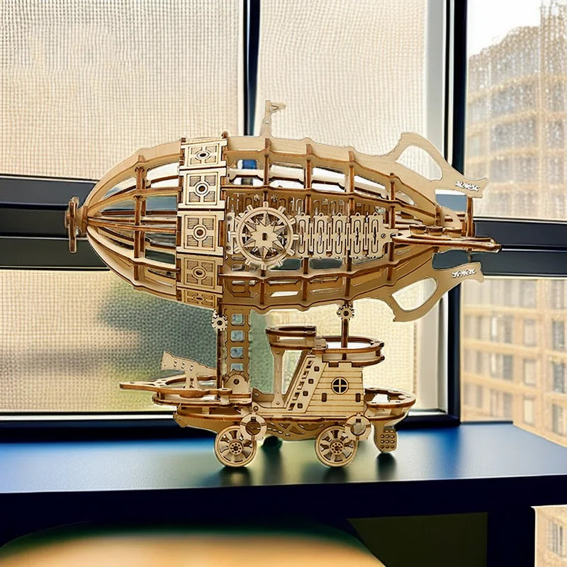 Creative 3D Airship Wooden Puzzle Kit – DIY Model for All Ages