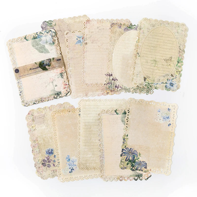 10-Piece Vintage Floral Lace Paper Set for Scrapbooking and Crafting