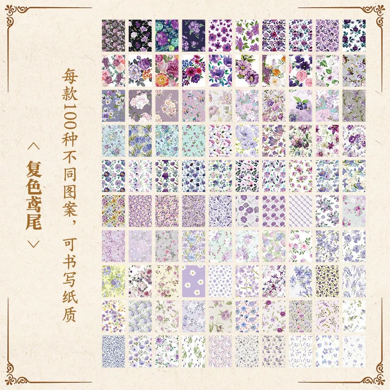 100-Sheet Senyu Garden Series Decorative Paper for Scrapbooking Crafts
