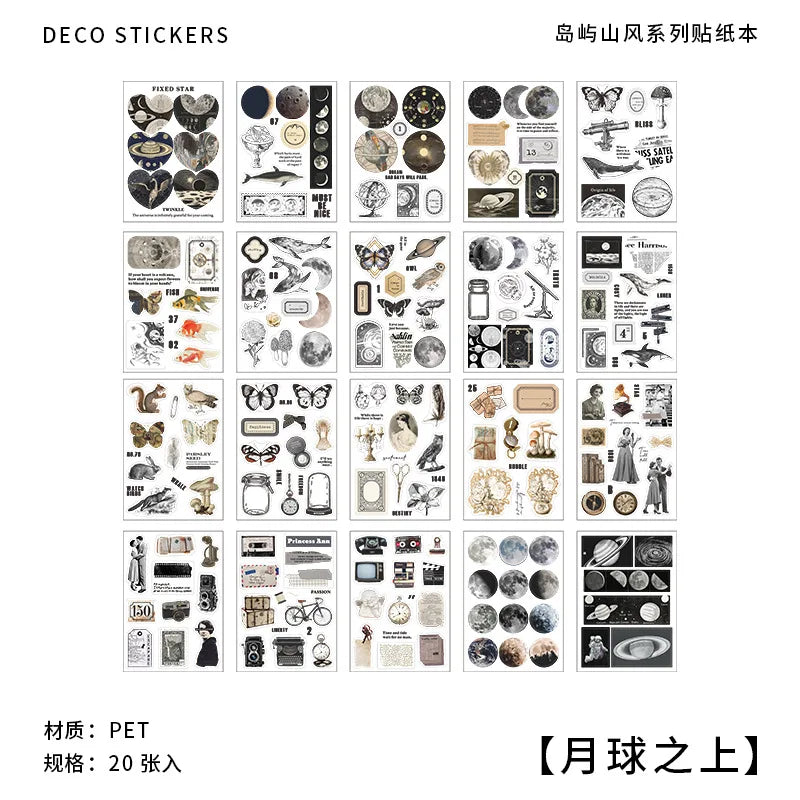 20-Piece Vintage Plant & Mushroom Stickers for Scrapbooking and Crafts