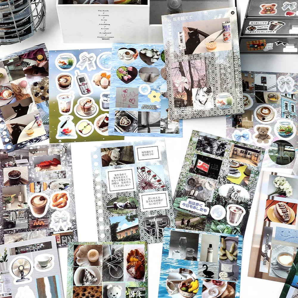20-Piece Vintage Label PET Scenery Stickers for Scrapbooking & Crafts