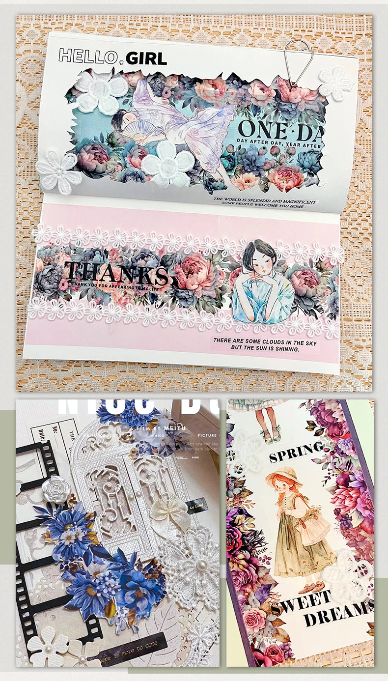 50mm x 2m Floral Decorative Tape for Scrapbooking and Crafts