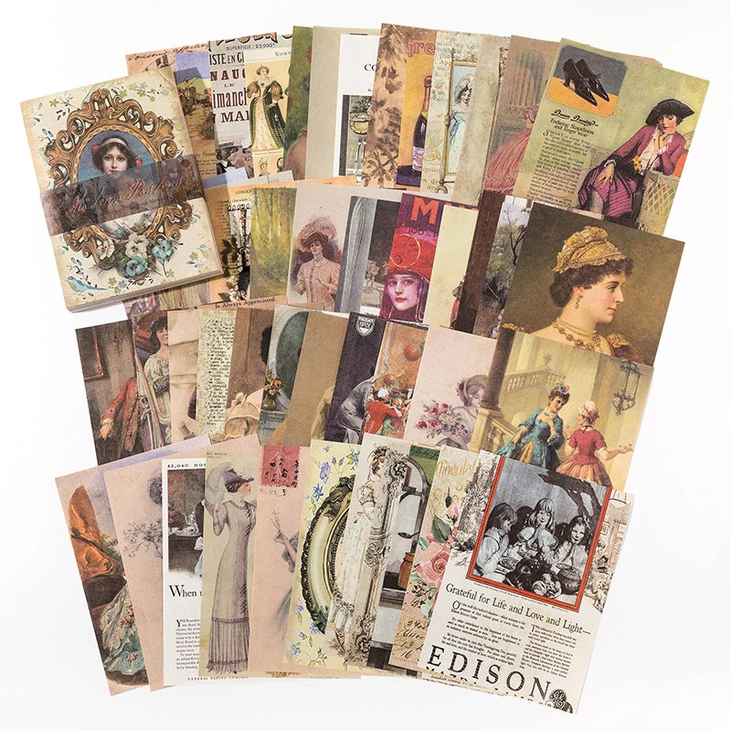 100-Piece Vintage Background Paper Set for Scrapbooking and Journaling