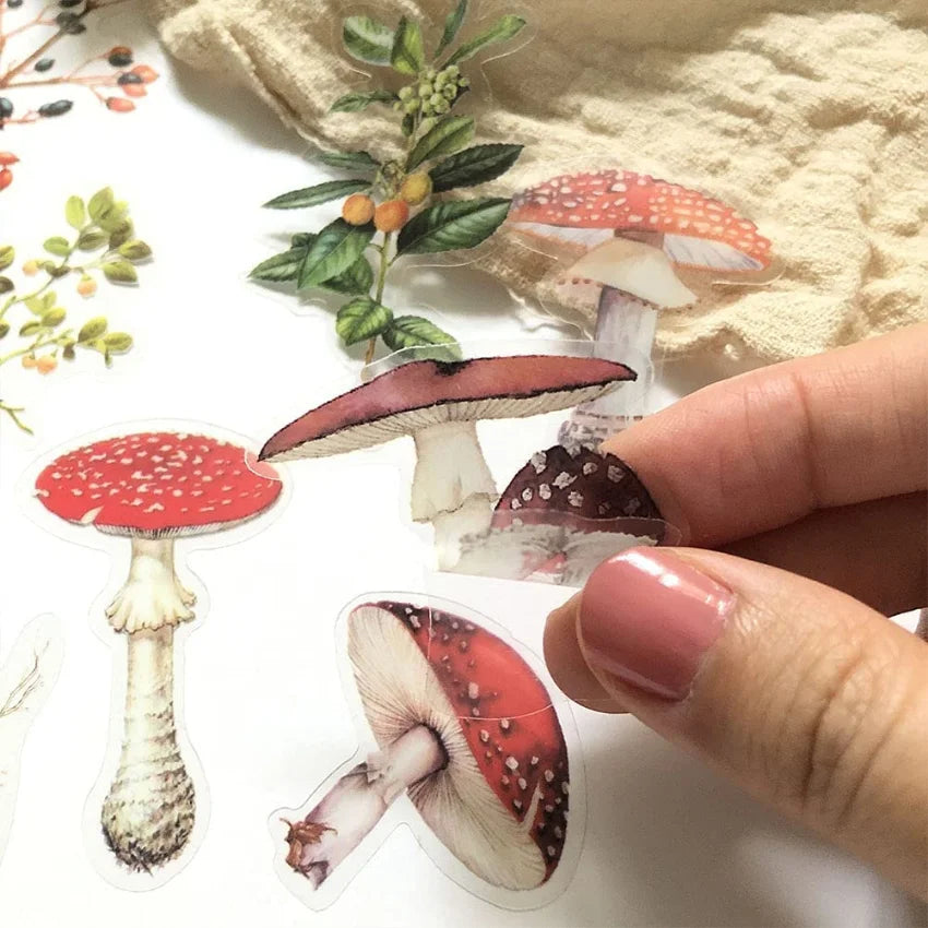 80-Piece Mushroom & Plant Stickers for Scrapbooking, Journaling, DIY Crafts