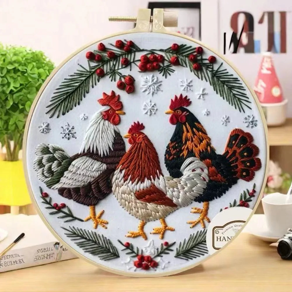 Rooster Embroidery Kit – DIY Craft for Beginners and Experts