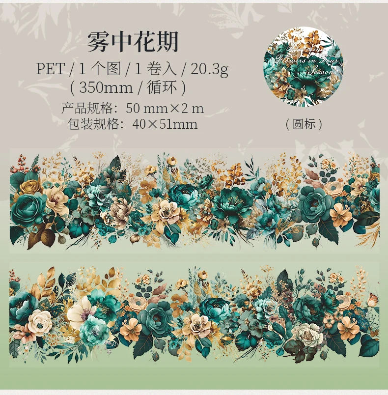 50mm x 2m Floral Decorative Tape for Scrapbooking and Crafts