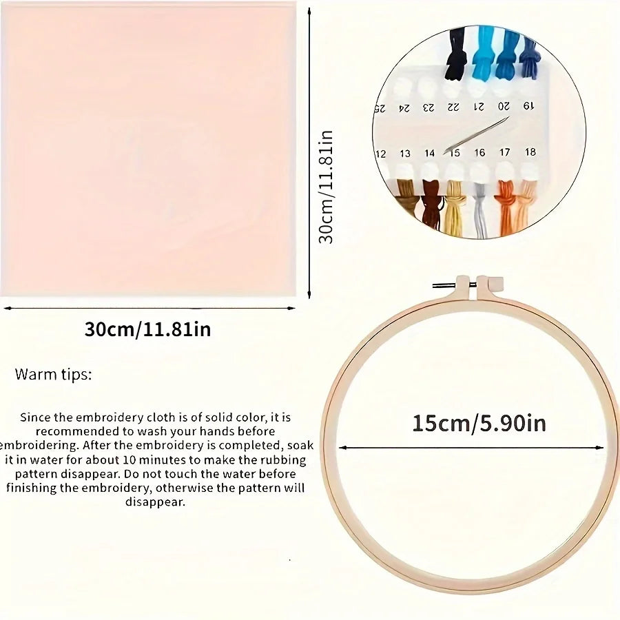 Beginner Hand Embroidery Kit – Mountain & Moon Landscape DIY Set