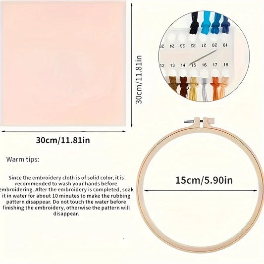 Beginner Hand Embroidery Kit – Mountain & Moon Landscape DIY Set