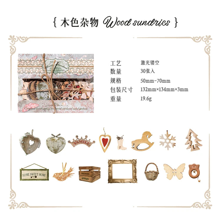 30-Piece Floating Kawaii Baroque Stickers for Scrapbooking & DIY Crafts